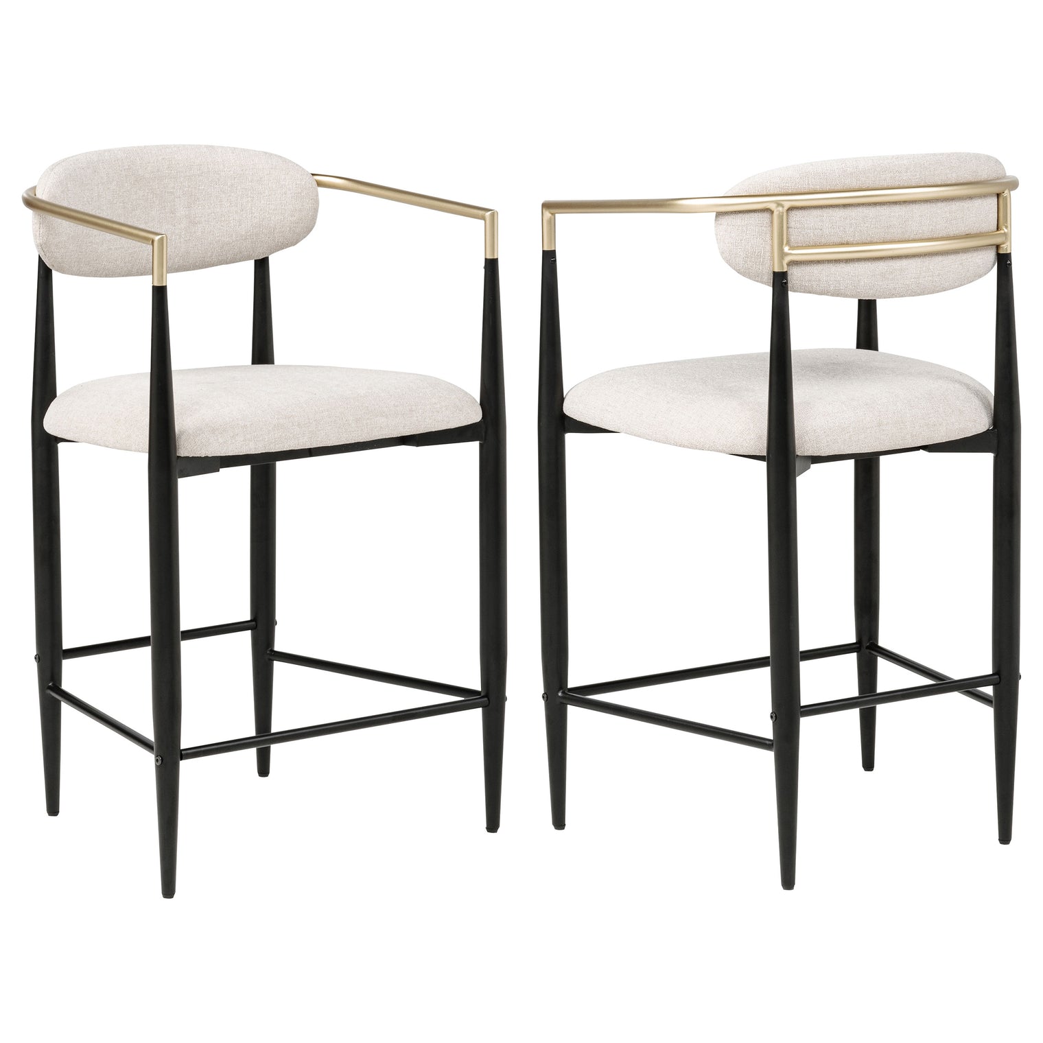 Tina Fabric Upholstered Counter Chair Beige (Set of 2)