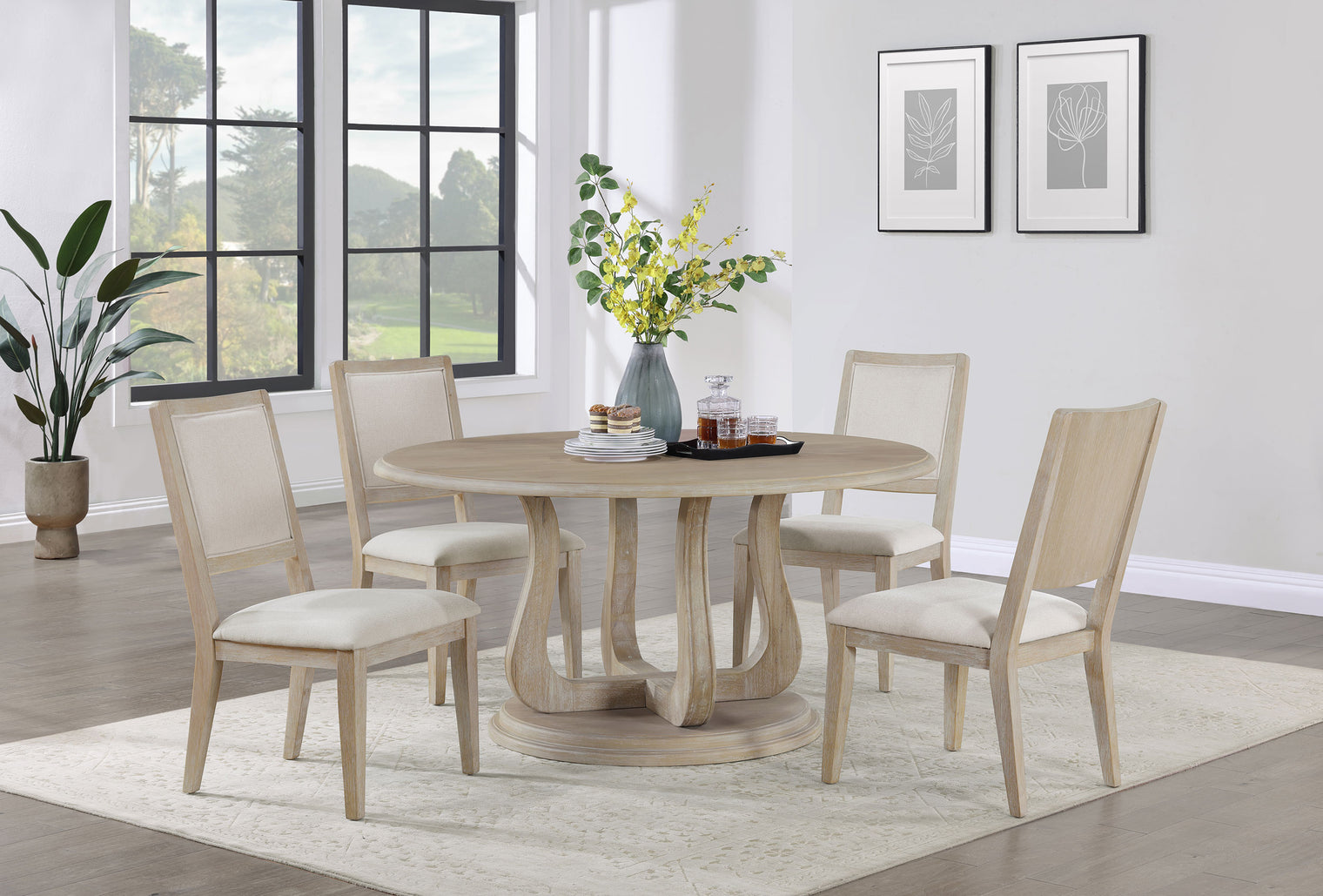 Trofello Dining Table Set White Washed