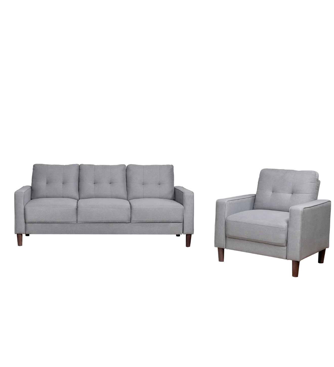 Bowen Upholstered Track Arm Tufted Sofa Set Grey