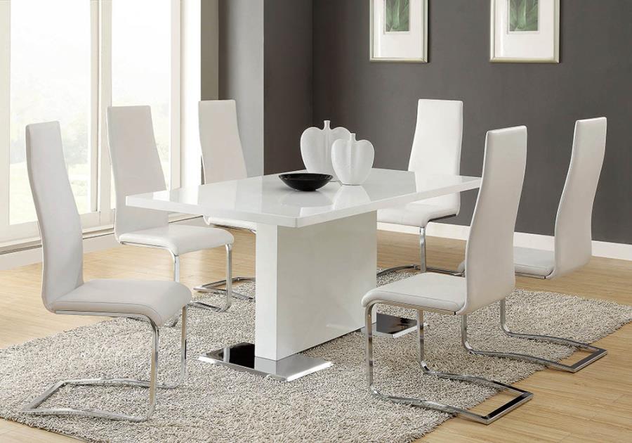 Anges 5 Piece Dining Set Glossy White - Renzi Furniture