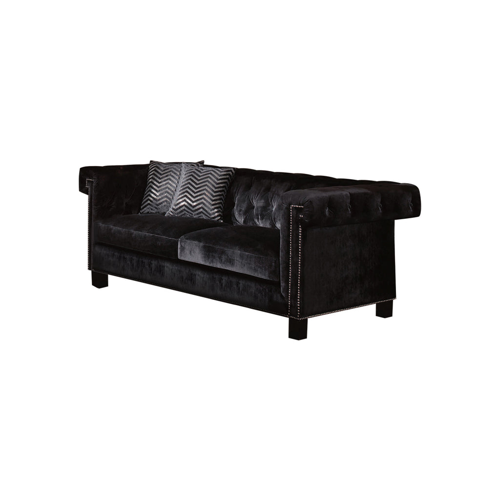 Reventlow Tufted Sofa Black - Angle