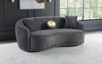 Brookside Velvet Upholstered Curved Loveseat Dark Grey