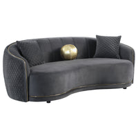 Brookside Velvet Upholstered Curved Loveseat Dark Grey