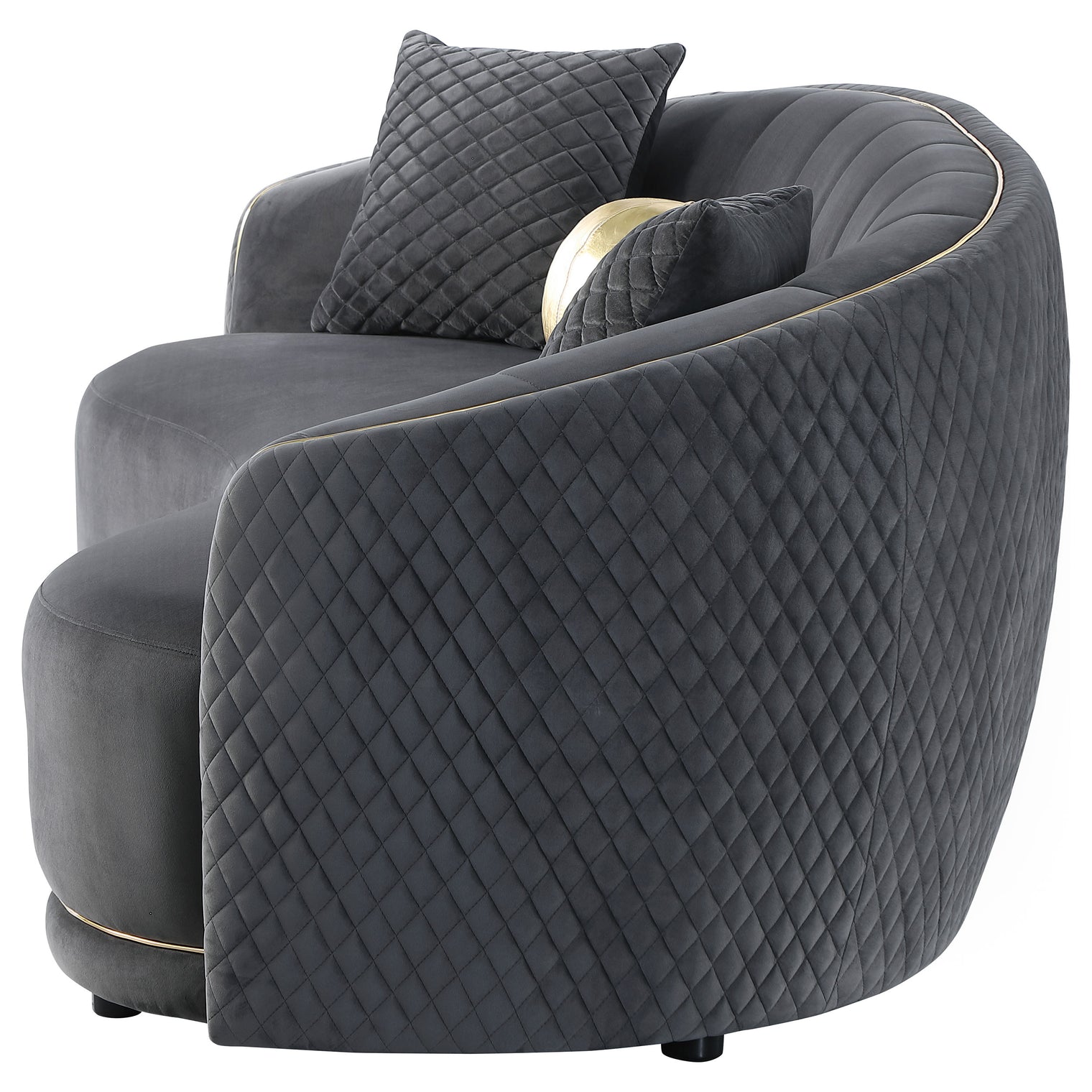 Brookside Velvet Upholstered Curved Loveseat Dark Grey