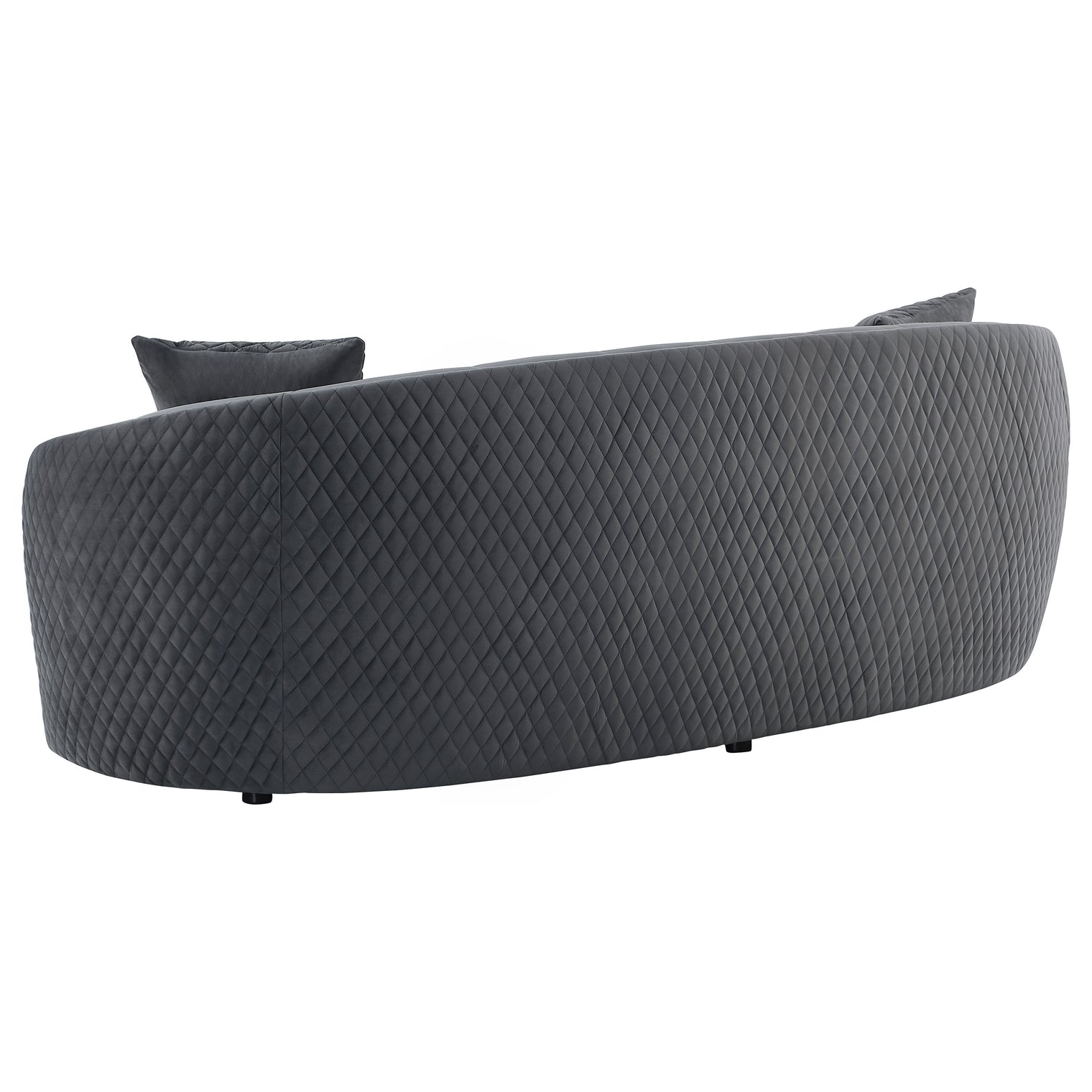 Brookside Velvet Upholstered Curved Loveseat Dark Grey