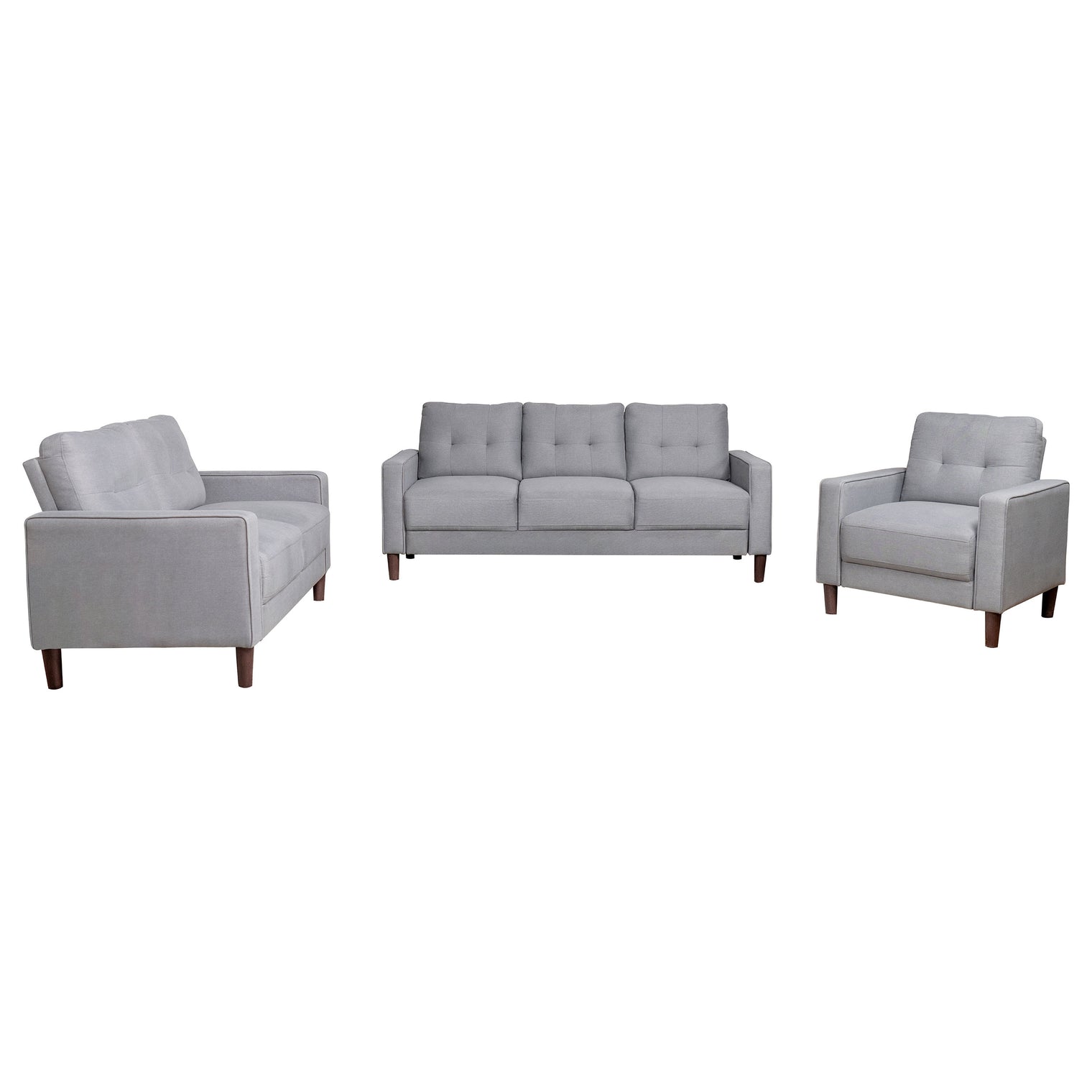 Bowen  Upholstered Track Arm Tufted Sofa Set Grey