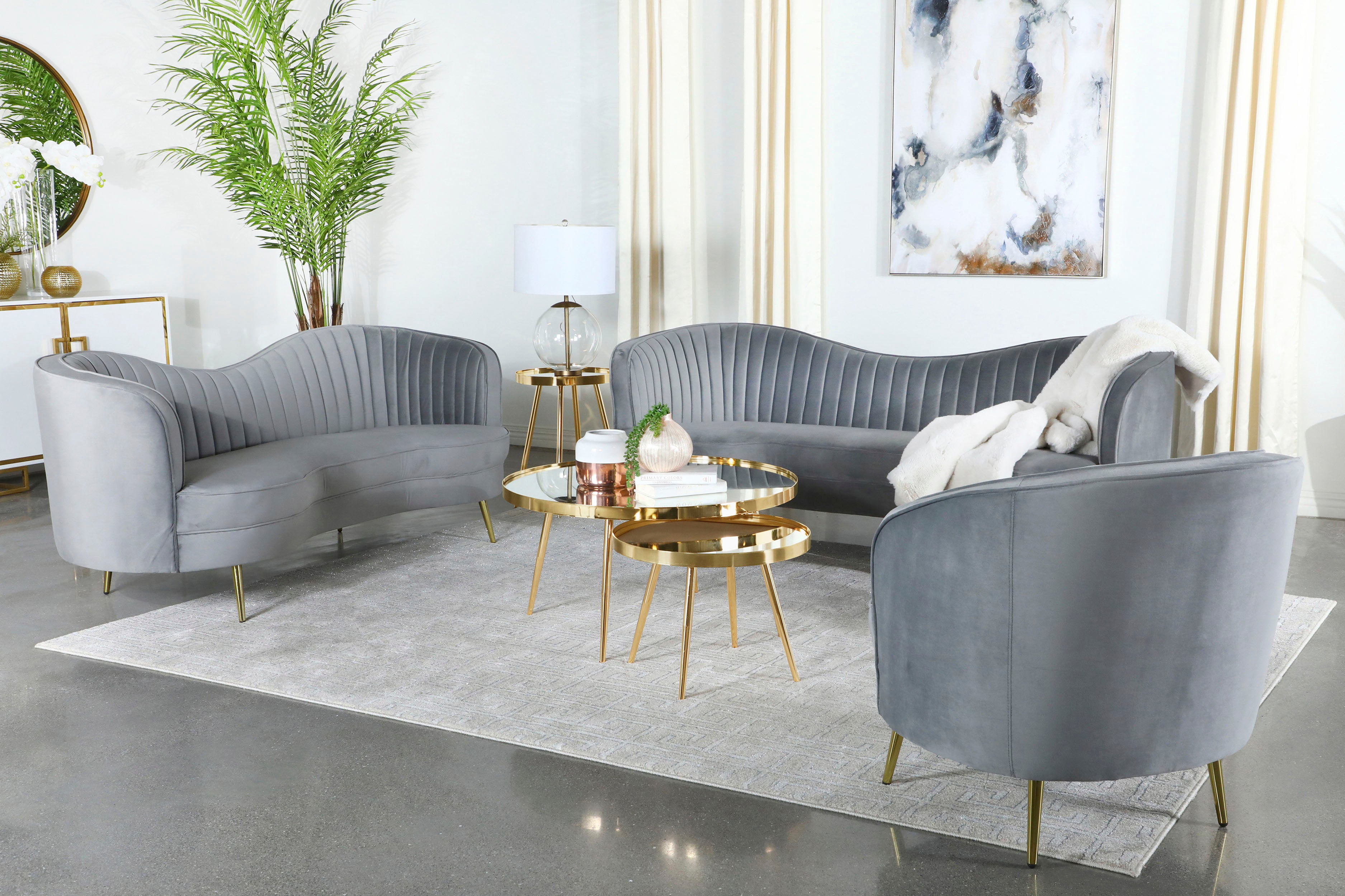sophia セット Sophia Sofa Set Grey – Renzzi Furniture LLC
