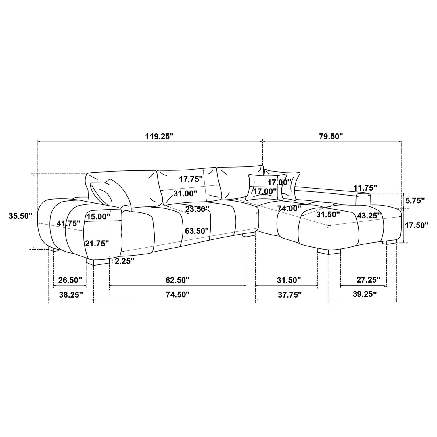 Octavia Sectional Chaise Sofa