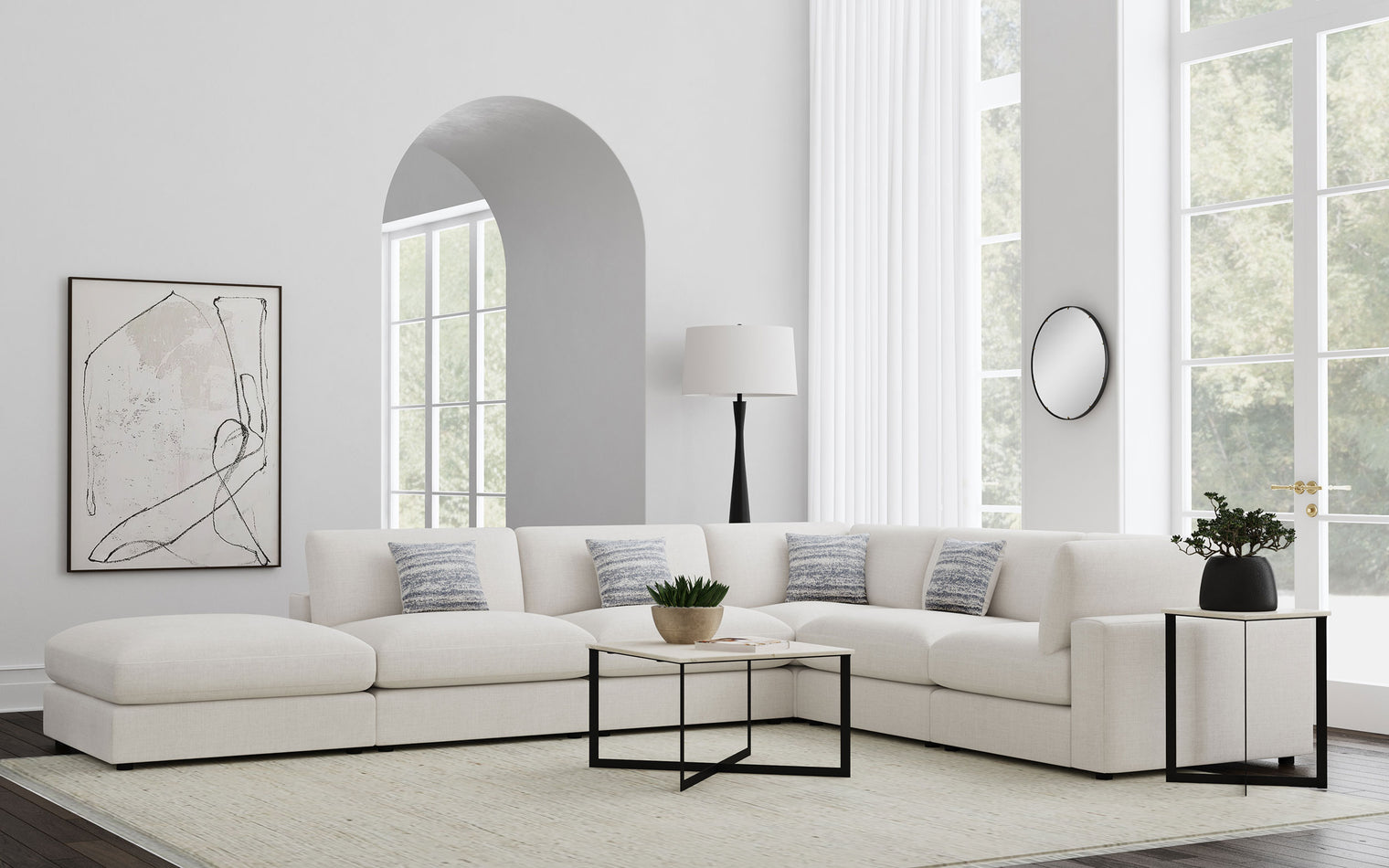 Serene 6-piece Upholstered Modular Sectional Sofa Beige