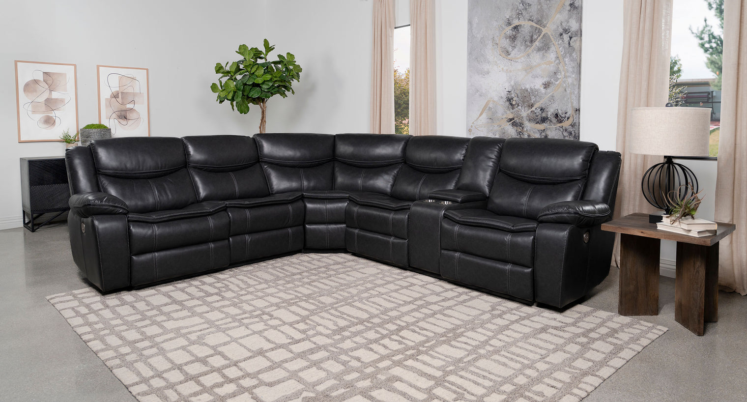 Sycamore Upholstered Power Reclining Sectional Sofa Brown