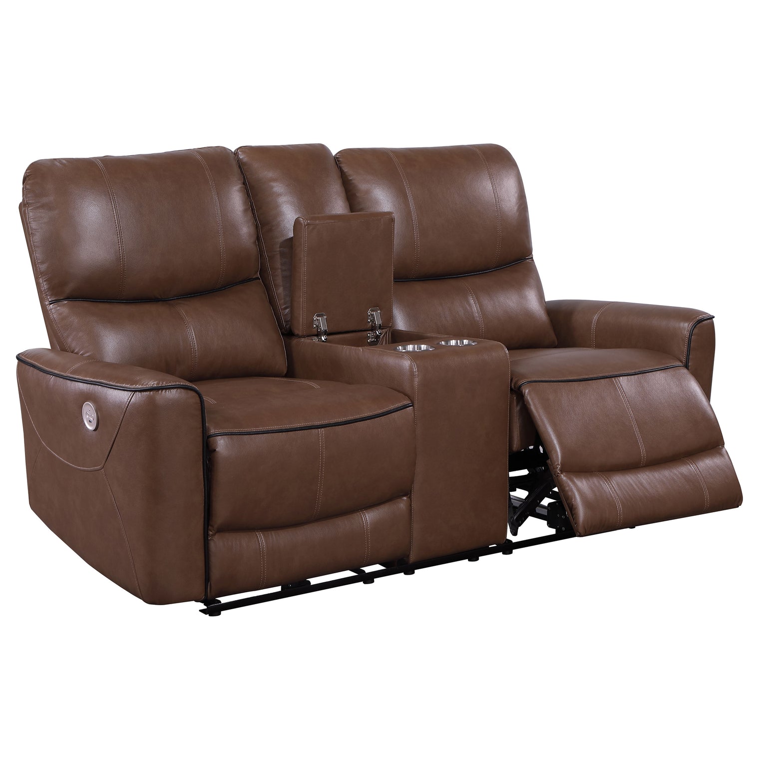 Greenfield Power Reclining Sofa Set Saddle Brown