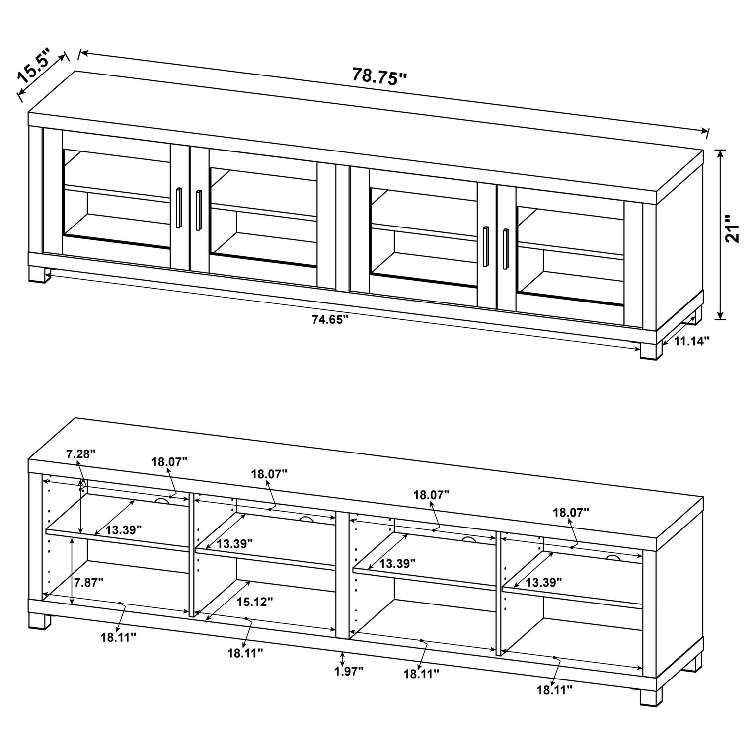 Sachin 4-door Engineered Wood 79-inch TV Stand Distressed Pine