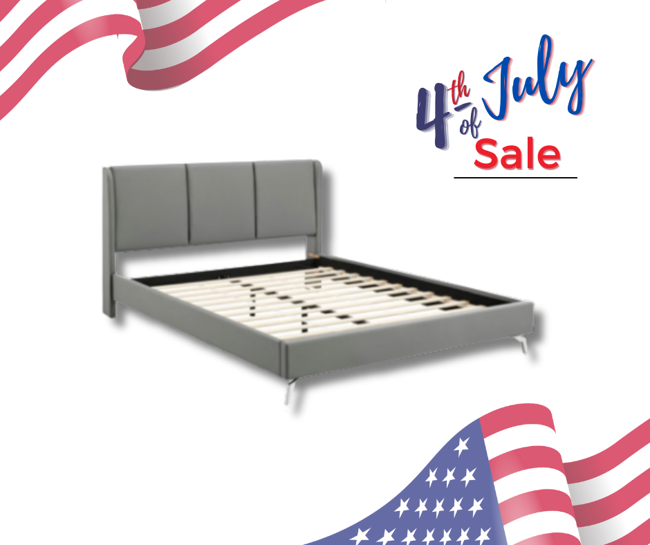 Grey Leather Queen Bed - 4th July Special