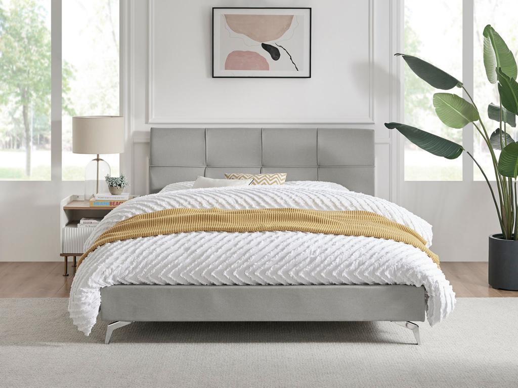 Light Gray Fabric Queen Bed - Environment front