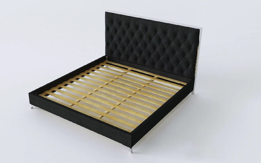 Black Velvet Bed - Platform