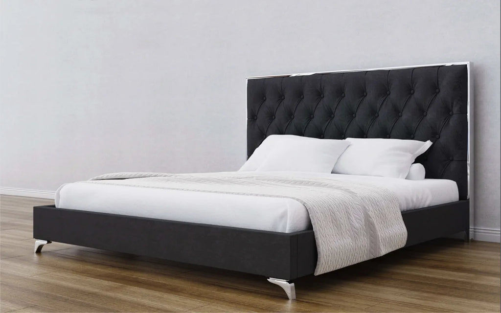 Black Velvet Bed - Floor