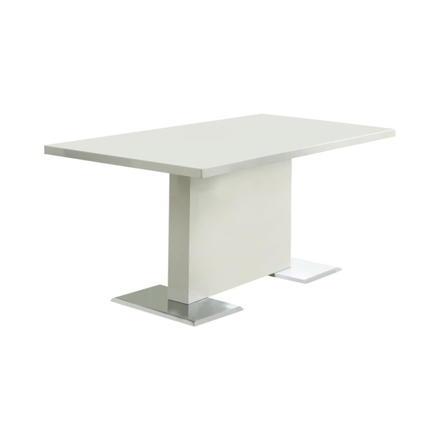 Anges Dining Table Glossy White - Renzi Furniture