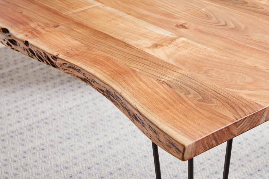 Sherman Rectangular Dining Table Natural Acacia and Matte Black - Renzzi Furniture
