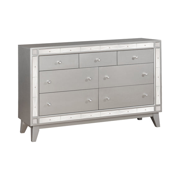 Leighton 7 Drawer Dresser Metallic Mercury - Renzzi Furniture