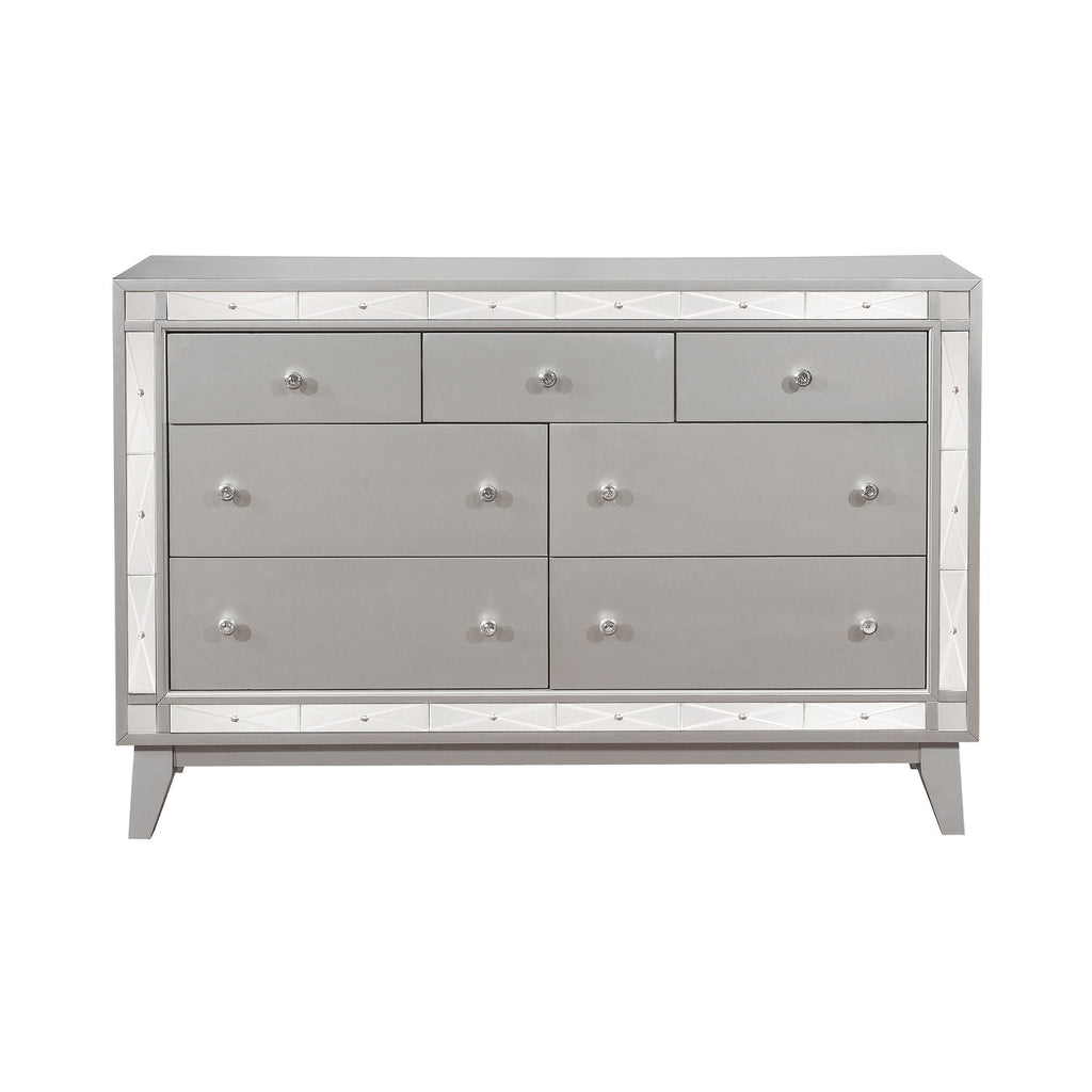 Leighton 7 Drawer Dresser Metallic Mercury - Renzzi Furniture