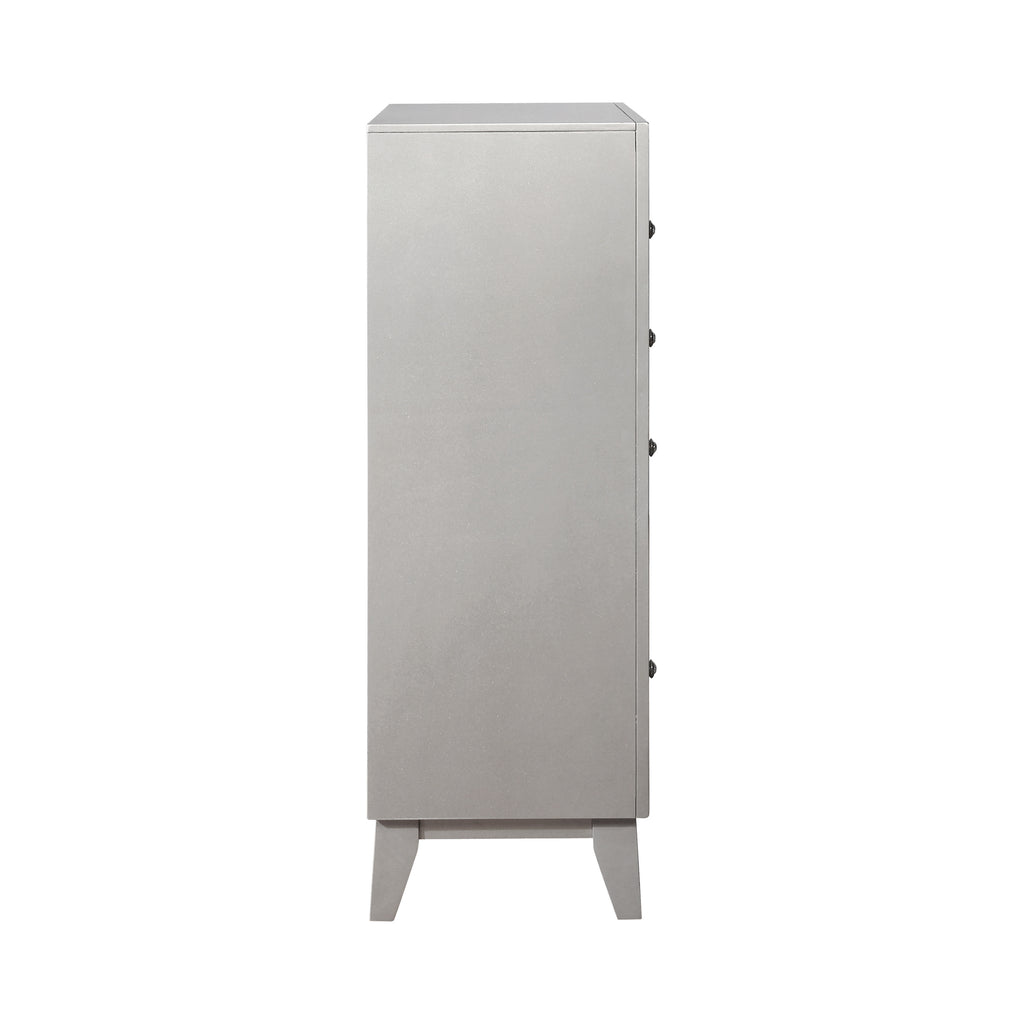 Leighton 5 Drawer Chest Metallic Mercury - Renzzi Furniture