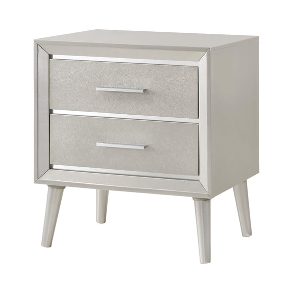 Ramon 2 Drawer Nightstand Metallic Sterling - Renzi Furniture