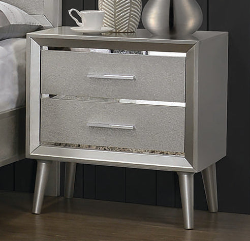 Ramon 2 Drawer Nightstand Metallic Sterling - Renzi Furniture