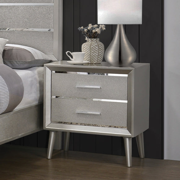 Ramon 2 Drawer Nightstand Metallic Sterling - Renzi Furniture