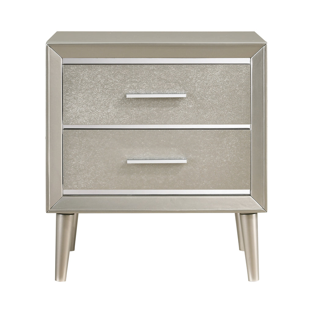 Ramon 2 Drawer Nightstand Metallic Sterling - Renzi Furniture