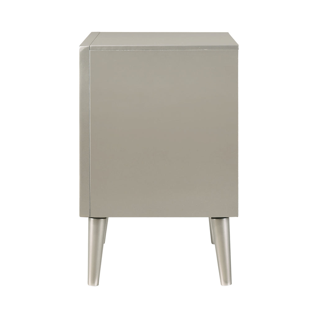 Ramon 2 Drawer Nightstand Metallic Sterling - Renzi Furniture