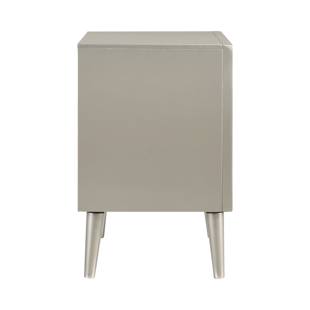 Ramon 2 Drawer Nightstand Metallic Sterling - Renzi Furniture