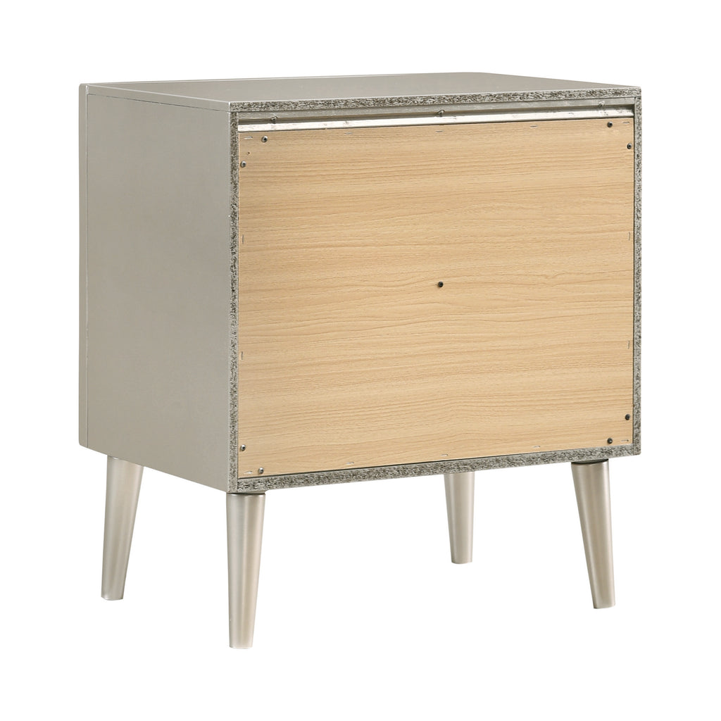 Ramon 2 Drawer Nightstand Metallic Sterling - Renzi Furniture