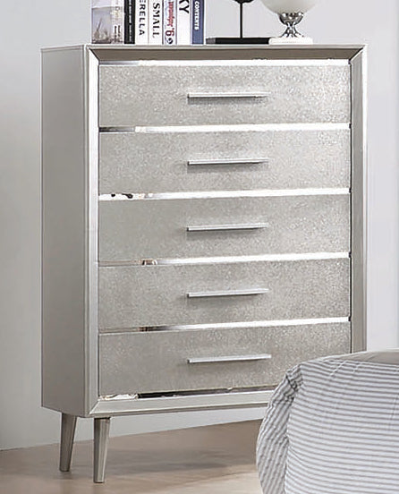 Ramon 5 Drawer Chest Metallic Sterlin - Renzzi Furniture