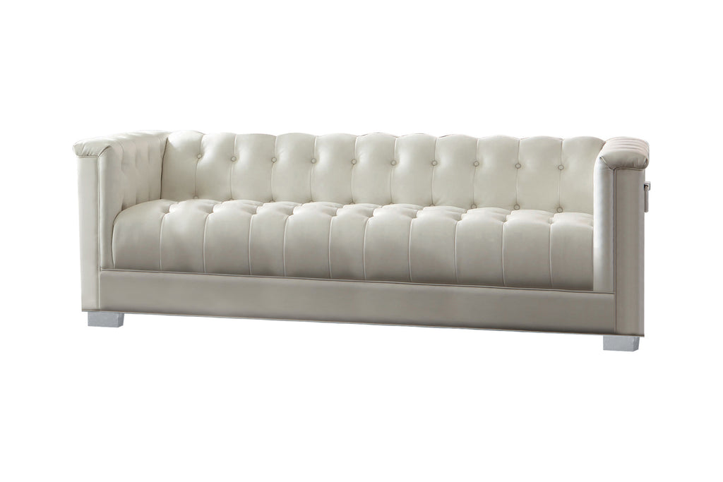 Chaviano Tufted Upholstered Sofa Pearl White - Renzzi Furniture