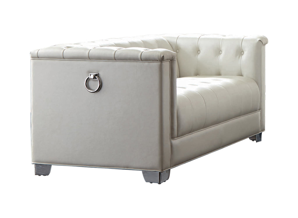 Chaviano Tufted Upholstered Sofa Pearl White - Renzzi Furniture