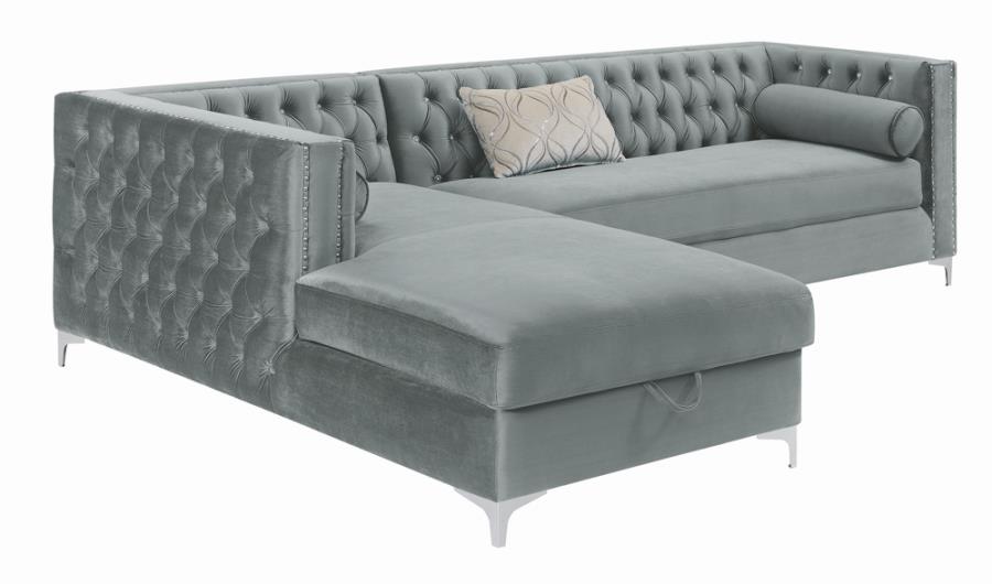 Bellaire Upholstered Sectional Silver - Angle two
