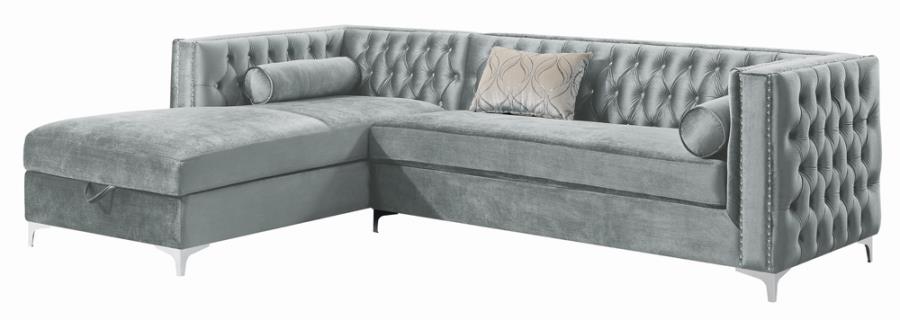 Bellaire Upholstered Sectional Silver - Angle Scaled