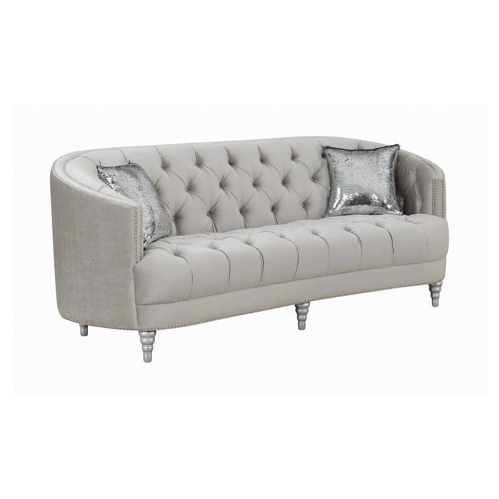 Avonlea Sloped Arm Tufted Sofa Grey - Angle