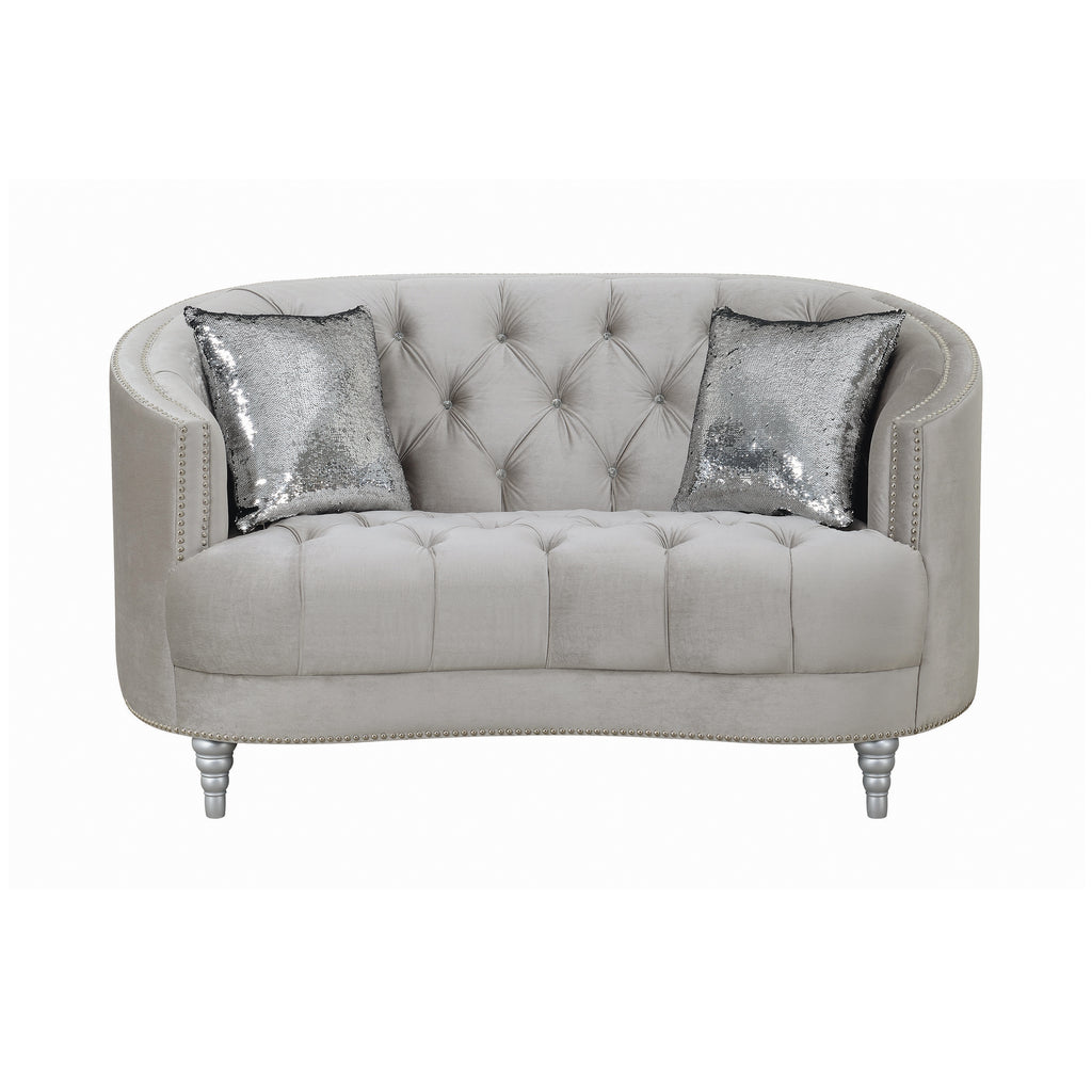 Avonlea Sloped Arm Tufted Loveseat Grey - Front