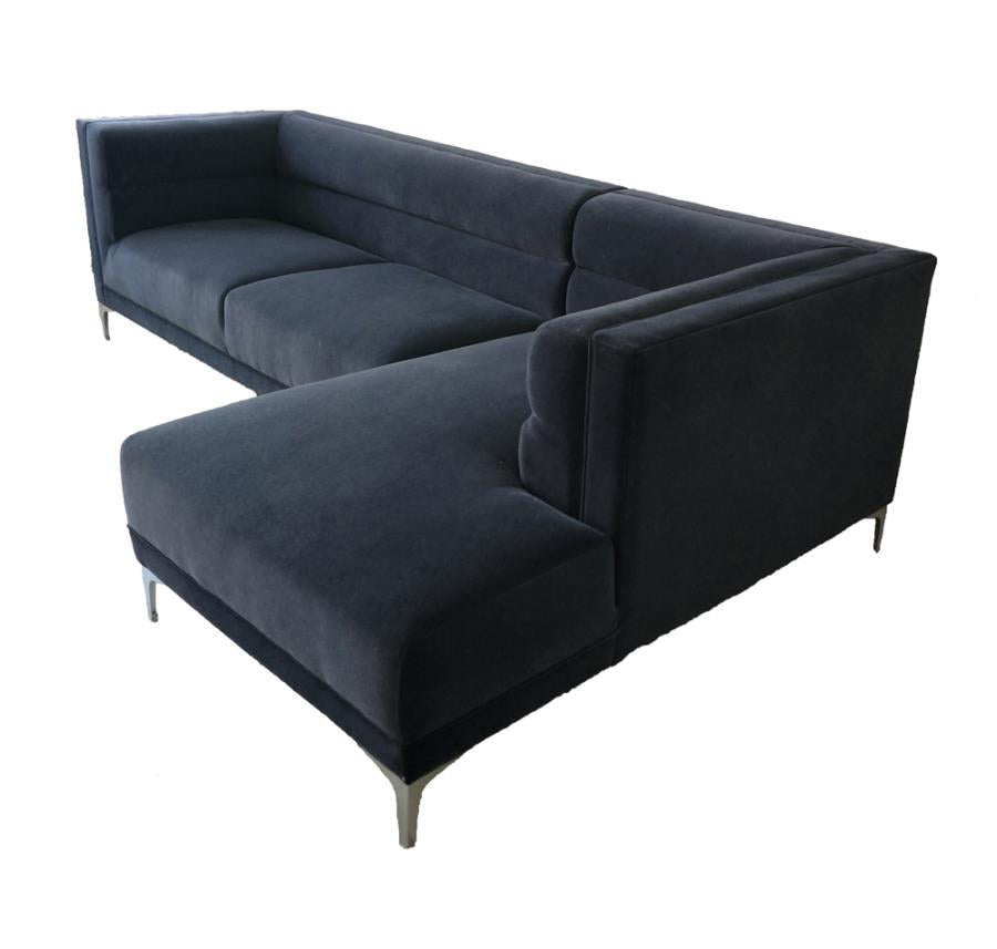 Hetfield Upholstered Channeled Tufted Sectional Indigo - Renzzi Furniture