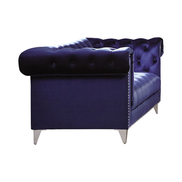 Bleker Tufted Tuxedo Arm Loveseat Blue - Side