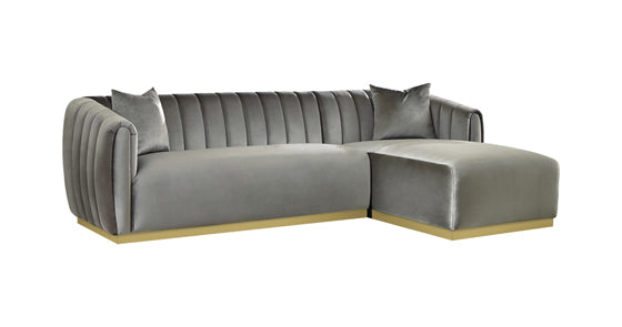 Grisby 2-Piece Channeled Tufted Back Sectional Silver - Renzzi Furniture