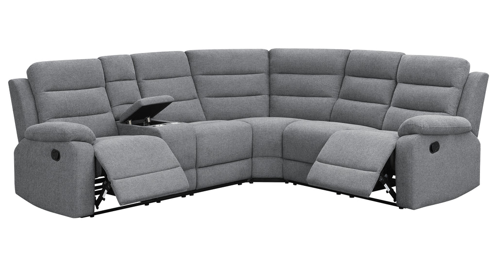 David 3-Piece Upholstered Motion Sectional - Angle Open