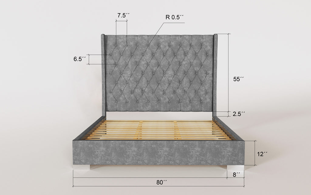 Ancona Bed - Measurement - Front