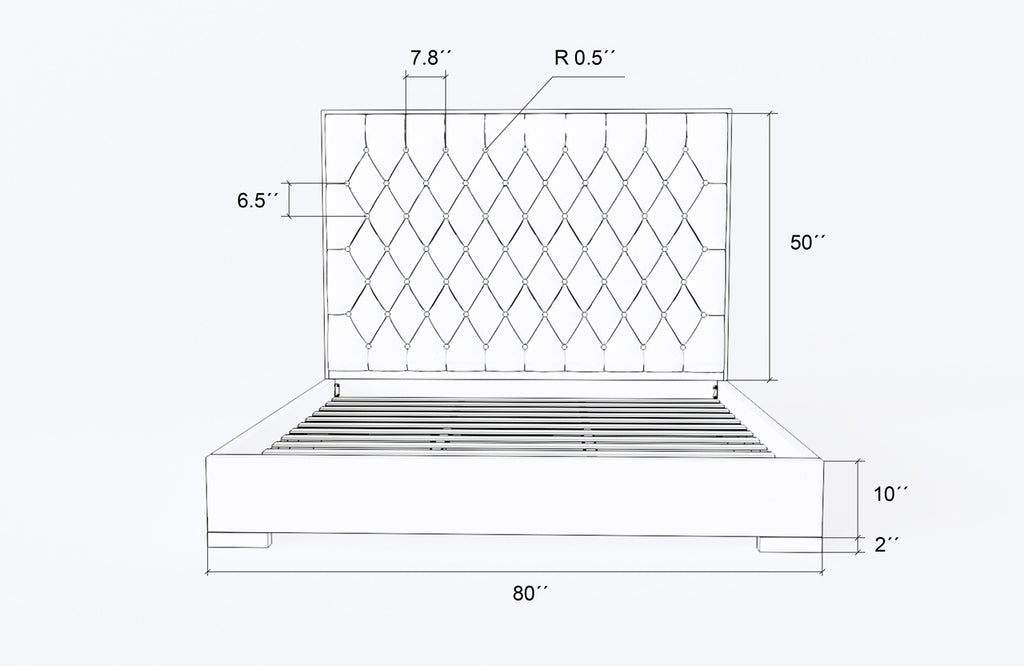 Venecia Bed - Measurement- Front