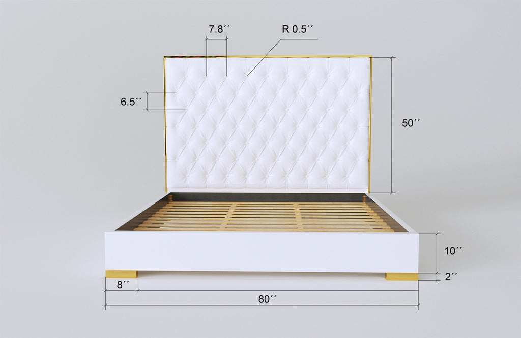 Florencia Bed - Measurement - Front