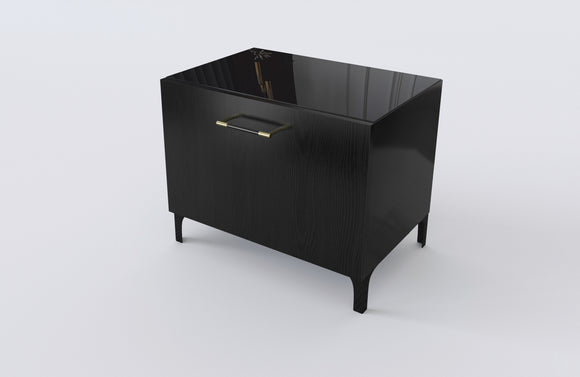 Nightstand Black - Glass Top - Angle