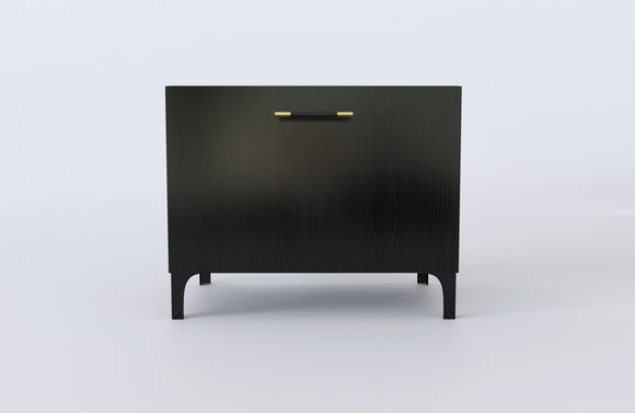 Nightstand Black - Glass Top - Front