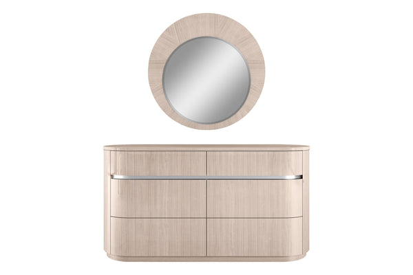 Waves Round Mirror - with Dresser